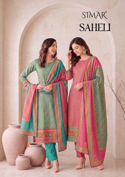 Saheli Simar Jacquard Pant Style Suits Wholesale Price