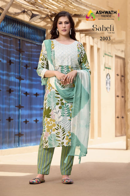 Saheli Vol 2 Ashwath Rayon Readymade Pant Style Suits Wholesaler Gujarat