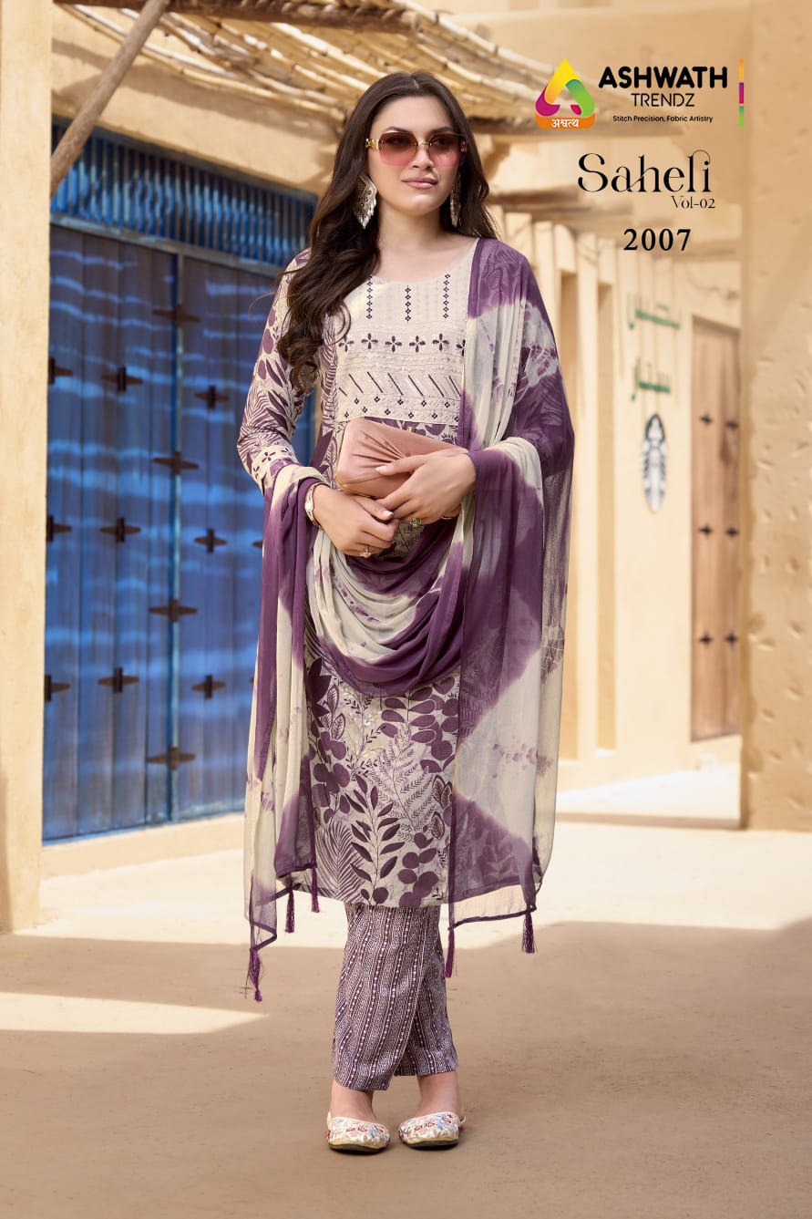 Saheli Vol 2 Ashwath Rayon Readymade Pant Style Suits Wholesaler Gujarat