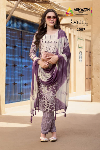 Saheli Vol 2 Ashwath Rayon Readymade Pant Style Suits Wholesaler Gujarat