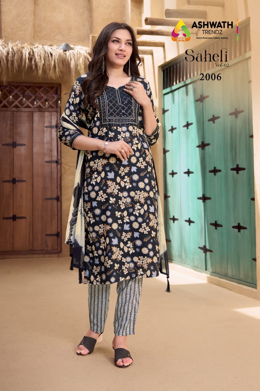 Saheli Vol 2 Ashwath Rayon Readymade Pant Style Suits Wholesaler Gujarat