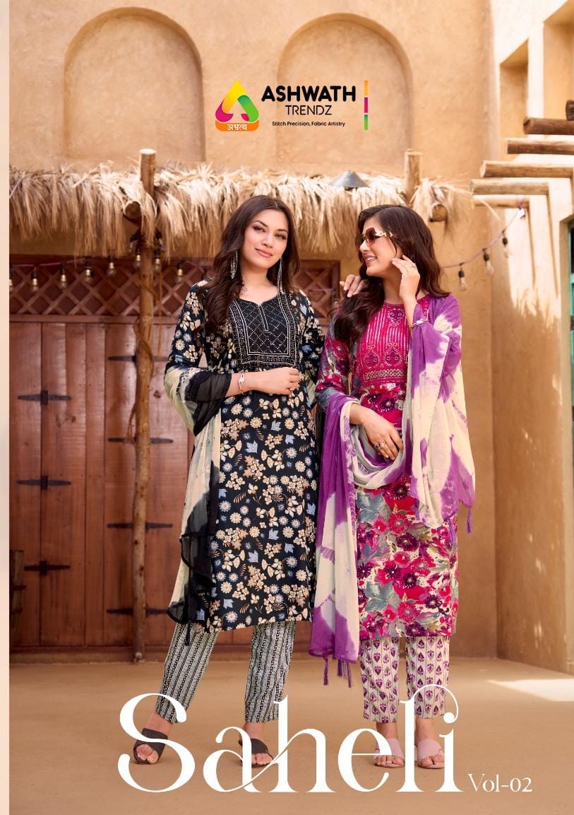 Saheli Vol 2 Ashwath Rayon Readymade Pant Style Suits Wholesaler Gujarat
