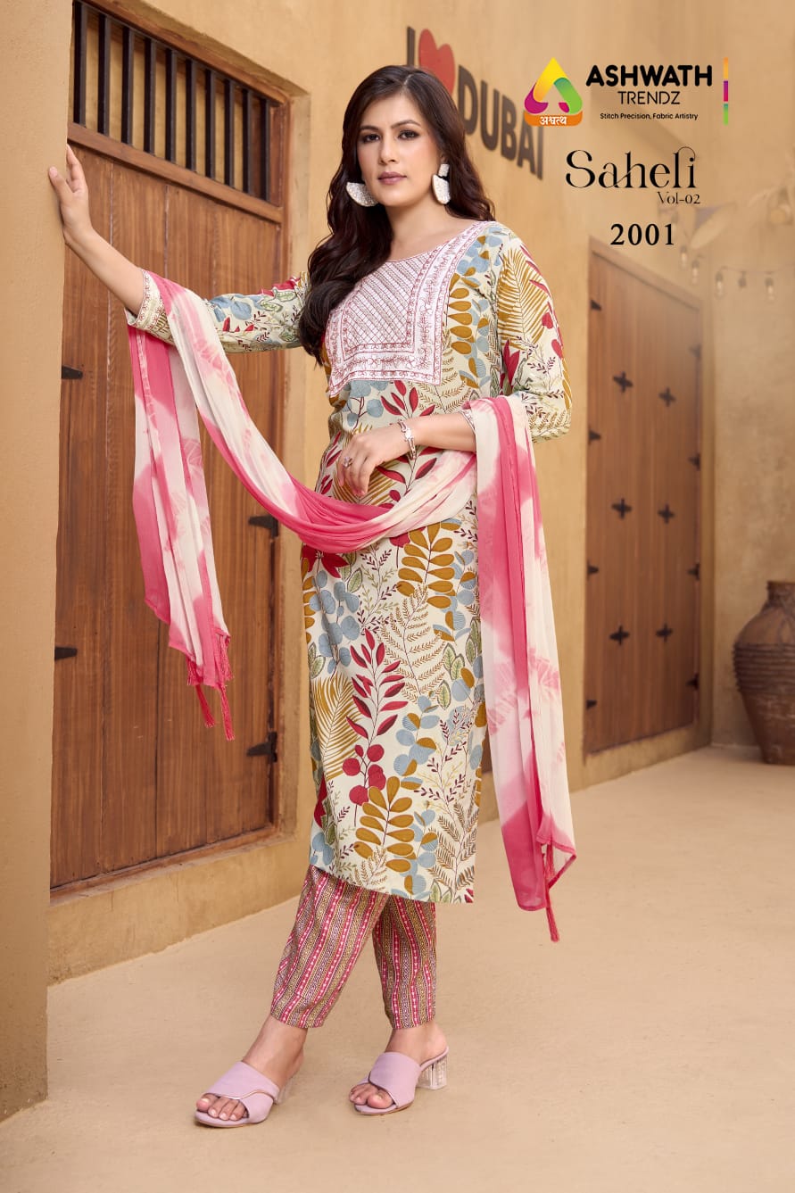 Saheli Vol 2 Ashwath Rayon Readymade Pant Style Suits Wholesaler Gujarat