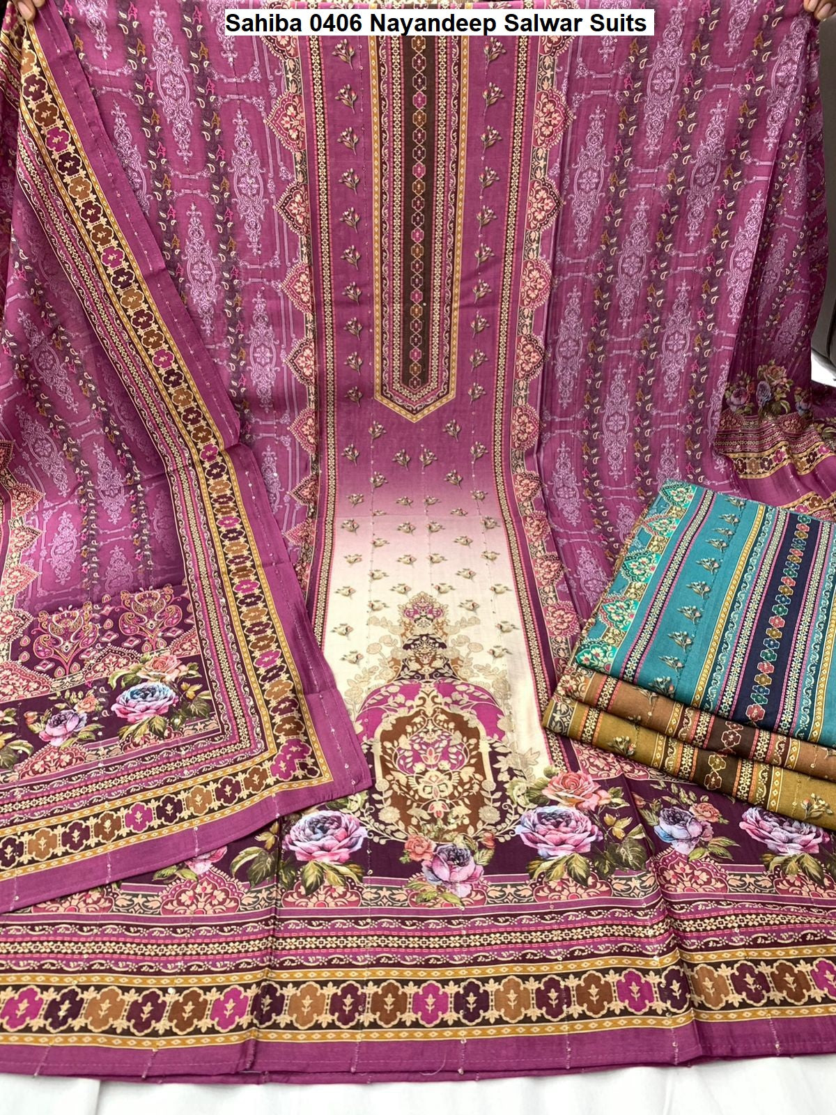 Sahiba 0406 Nayandeep Viscose Muslin Salwar Suits Exporter