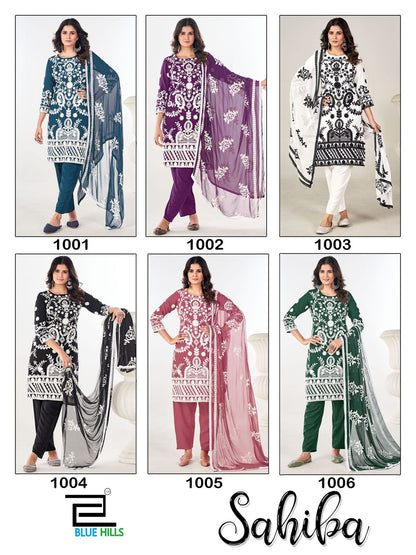 Sahiba Blue Hills Rayon 14Kg Readymade Pant Style Suits Manufacturer Gujarat
