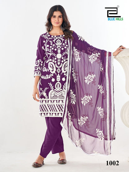 Sahiba Blue Hills Rayon 14Kg Readymade Pant Style Suits Manufacturer Gujarat