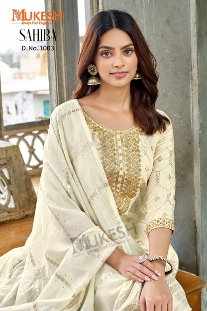 Sahiba Mukesh Banwery Viscose Simmer Readymade Pant Style Suits Wholesaler Ahmedabad