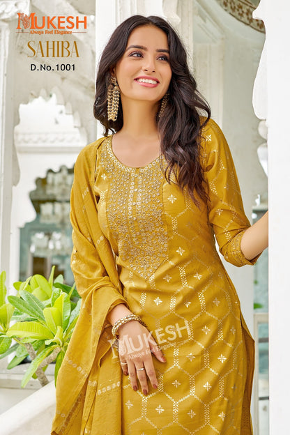 Sahiba Mukesh Banwery Viscose Simmer Readymade Pant Style Suits Wholesaler Ahmedabad