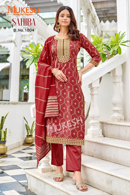 Sahiba Mukesh Banwery Viscose Simmer Readymade Pant Style Suits Wholesaler Ahmedabad