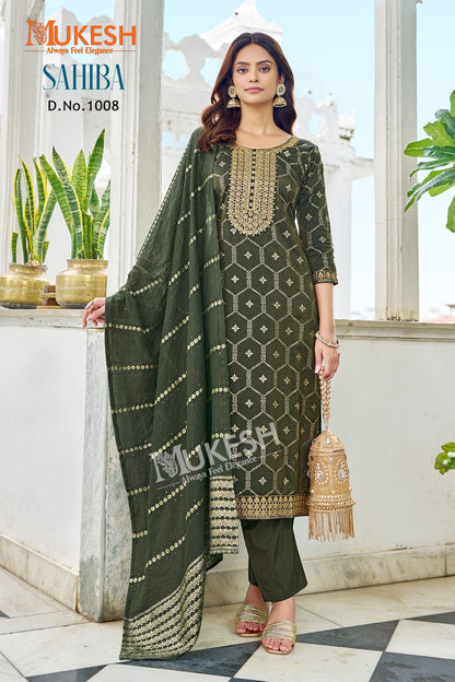 Sahiba Mukesh Banwery Viscose Simmer Readymade Pant Style Suits Wholesaler Ahmedabad