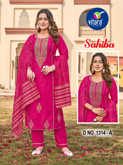 Sahiba Vitara Roman Silk Readymade Pant Style Suits Exporter India
