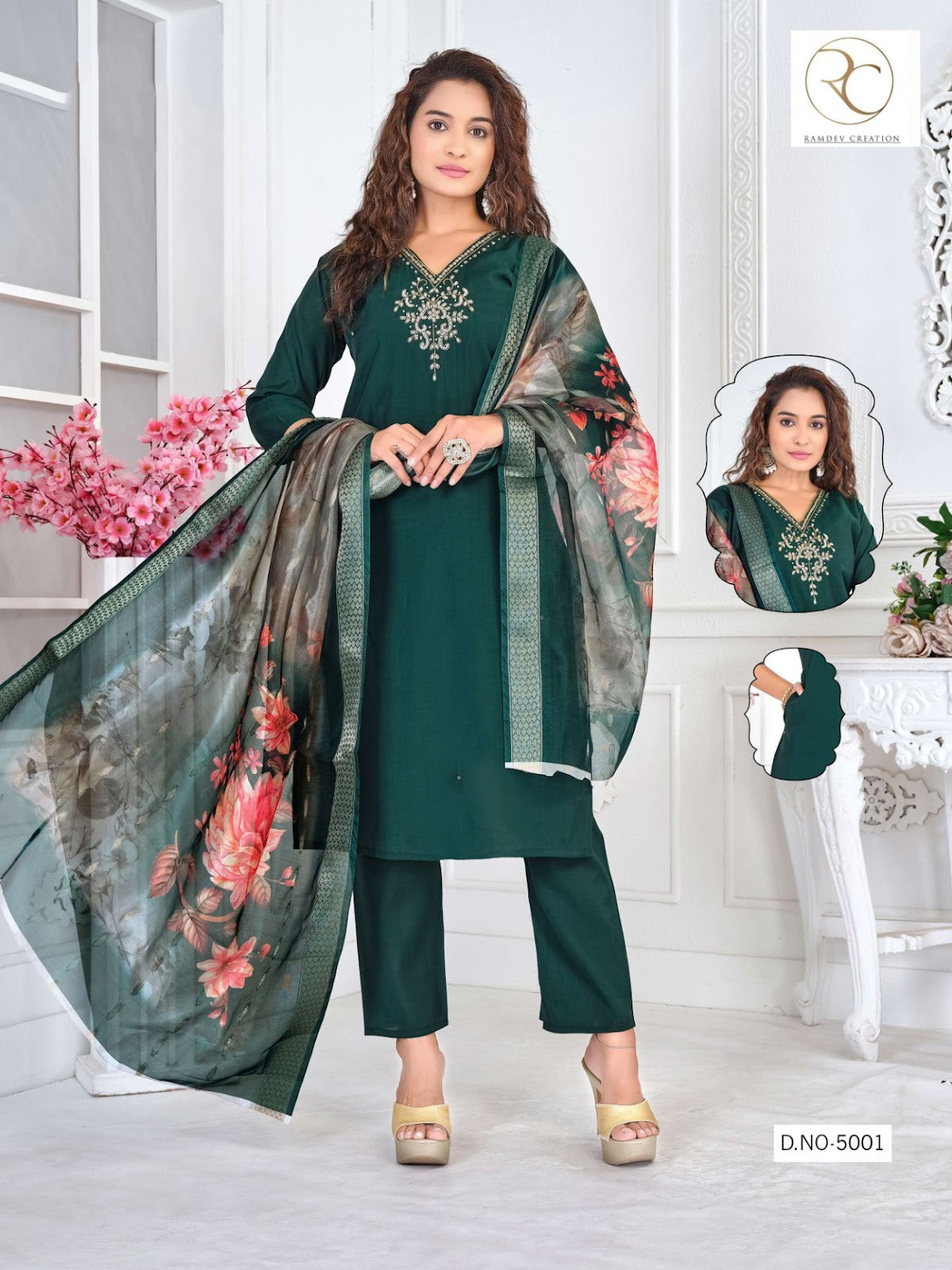 Sahiba Vol 1 Ramdev Creation Roman Silk Readymade Pant Style Suits Exporter Ahmedabad