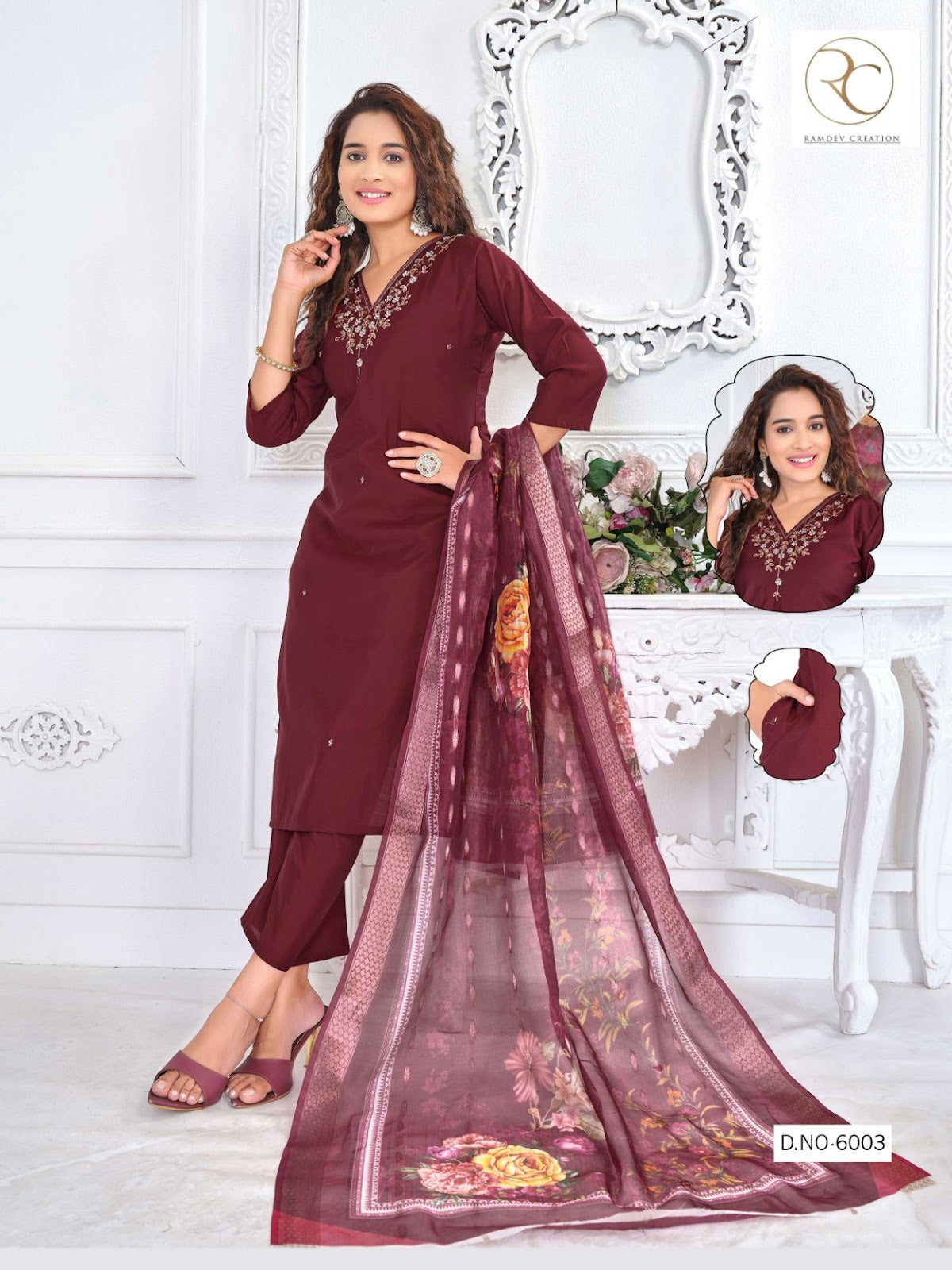 Sahiba Vol 1 Ramdev Creation Roman Silk Readymade Pant Style Suits Exporter Ahmedabad