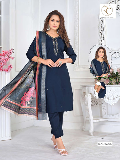 Sahiba Vol 1 Ramdev Creation Roman Silk Readymade Pant Style Suits Exporter Ahmedabad