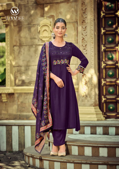 Sahiba Woodee Rayon Readymade Pant Style Suits Supplier India