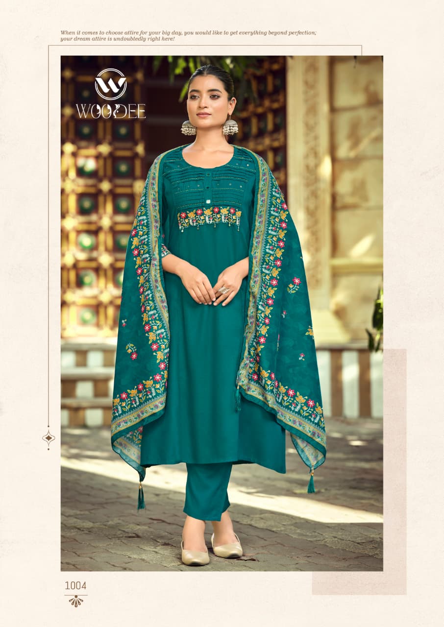 Sahiba Woodee Rayon Readymade Pant Style Suits Supplier India