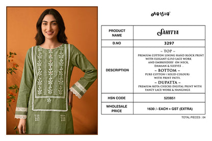 Sahitya 3297 Jay Vijay Cotton Pant Style Suits Exporter