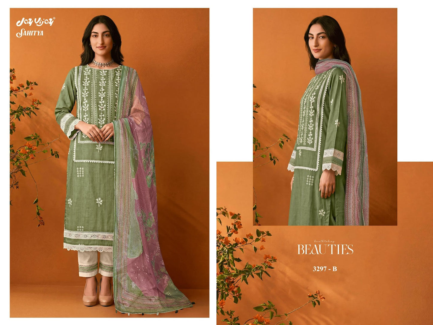 Sahitya 3297 Jay Vijay Cotton Pant Style Suits Exporter