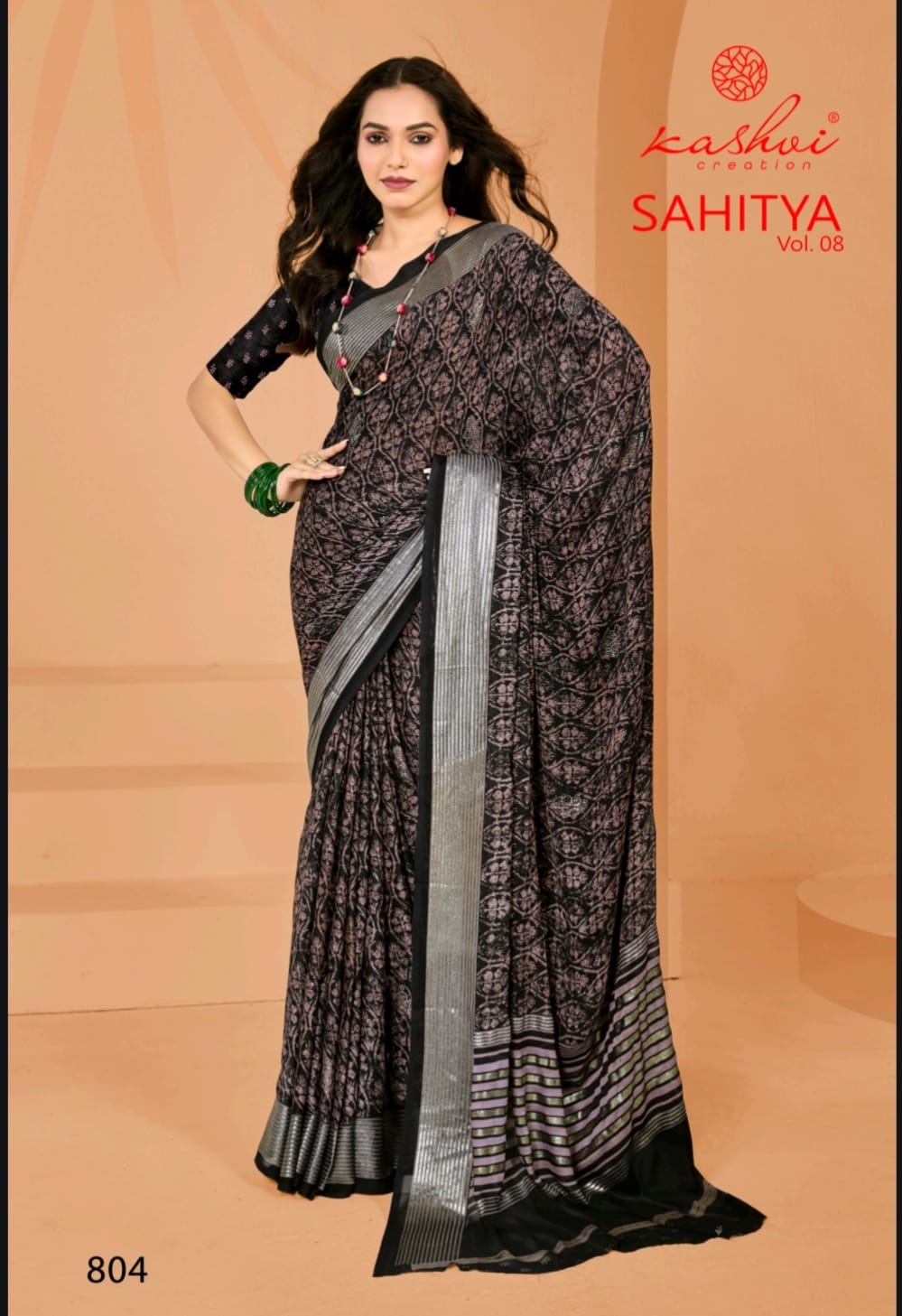 Sahitya Vol 8 Kashvi Creation Dull Moss Sarees Wholesaler