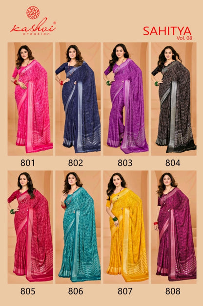 Sahitya Vol 8 Kashvi Creation Dull Moss Sarees Wholesaler