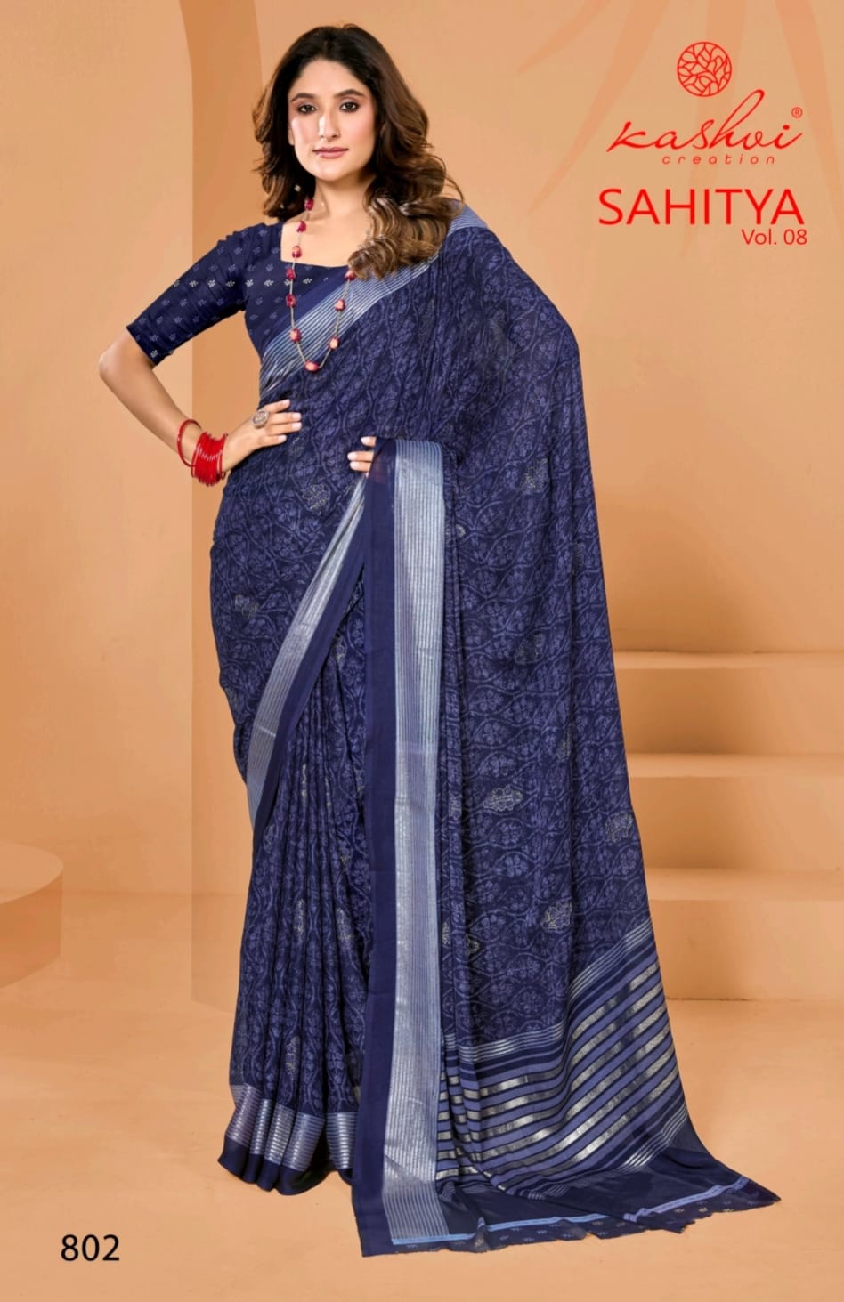 Sahitya Vol 8 Kashvi Creation Dull Moss Sarees Wholesaler