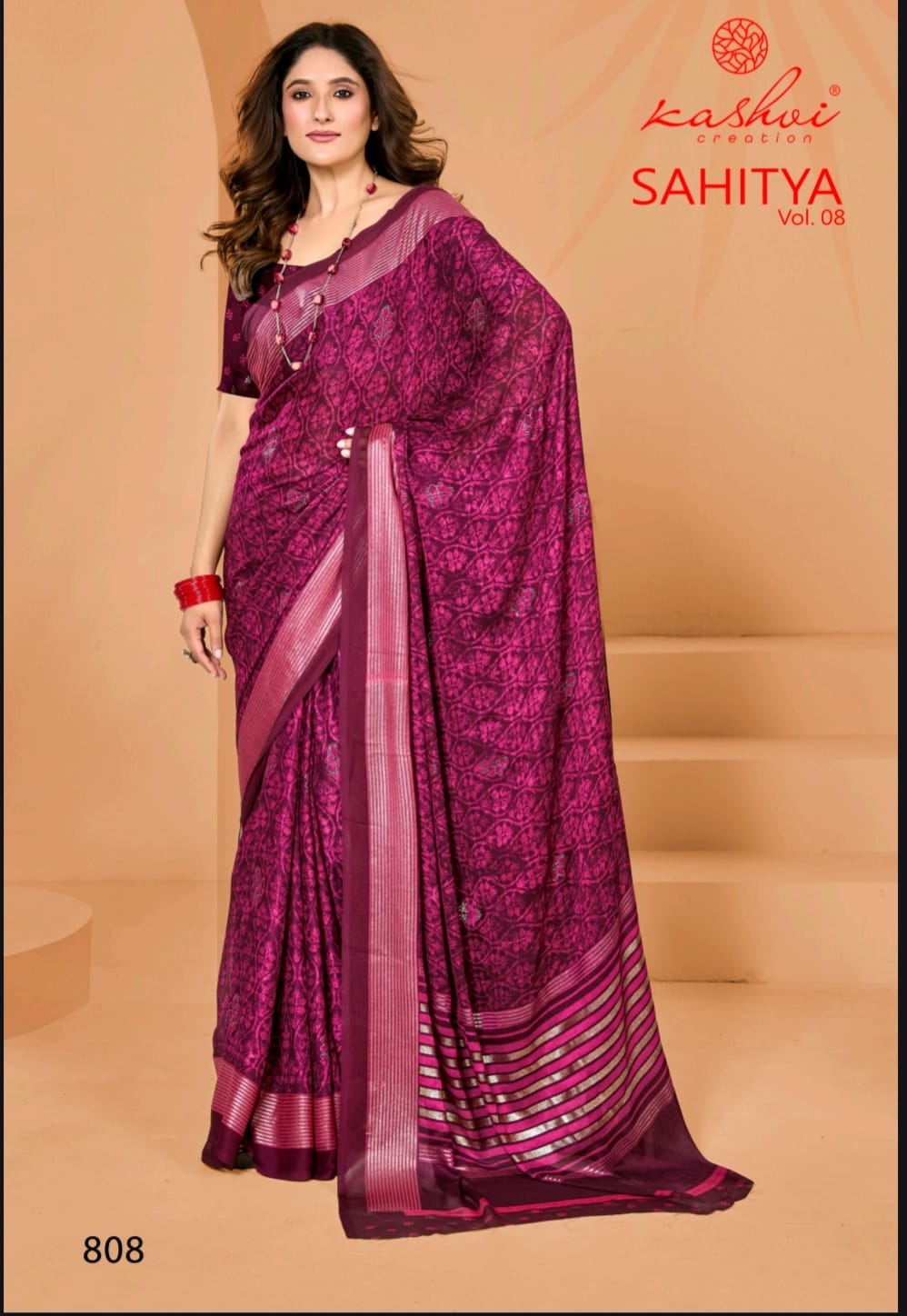 Sahitya Vol 8 Kashvi Creation Dull Moss Sarees Wholesaler
