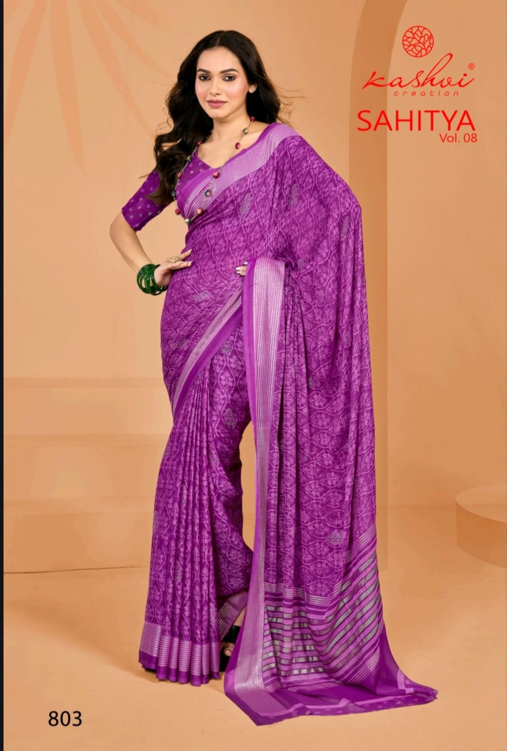 Sahitya Vol 8 Kashvi Creation Dull Moss Sarees Wholesaler