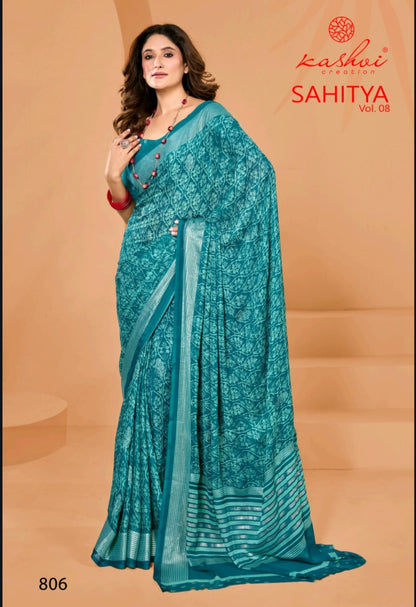 Sahitya Vol 8 Kashvi Creation Dull Moss Sarees Wholesaler