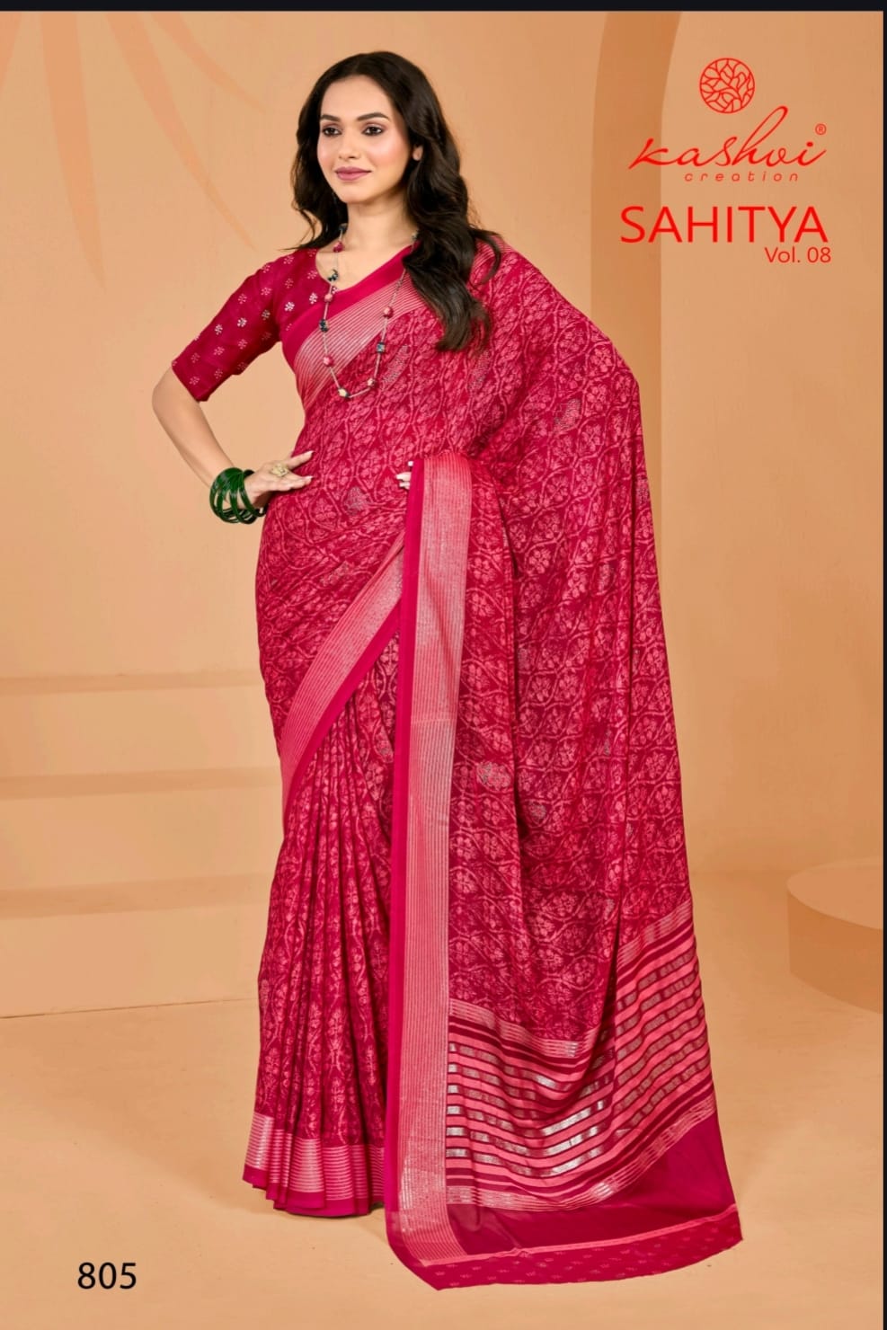 Sahitya Vol 8 Kashvi Creation Dull Moss Sarees Wholesaler