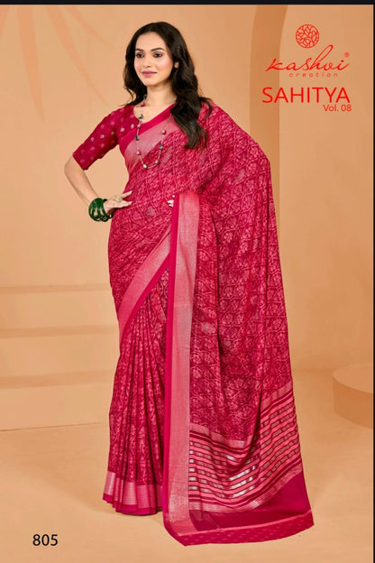 Sahitya Vol 8 Kashvi Creation Dull Moss Sarees Wholesaler