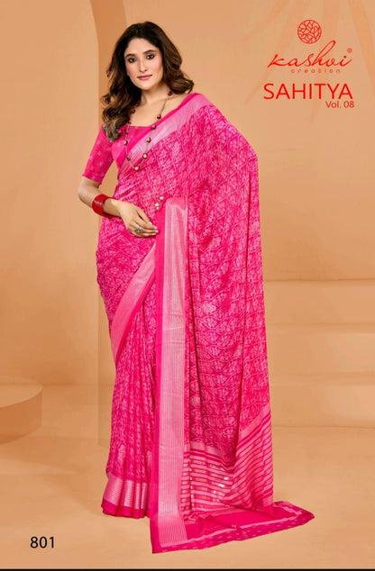 Sahitya Vol 8 Kashvi Creation Dull Moss Sarees Wholesaler