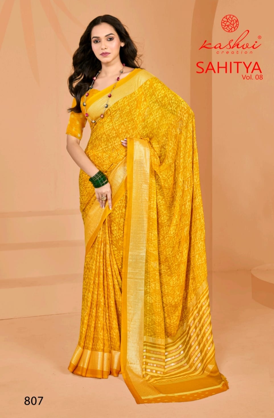 Sahitya Vol 8 Kashvi Creation Dull Moss Sarees Wholesaler
