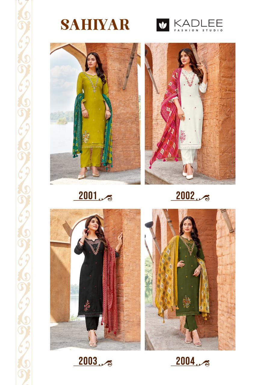 Sahiyar Kadlee Viscose Weaving Readymade Pant Style Suits Wholesaler Gujarat