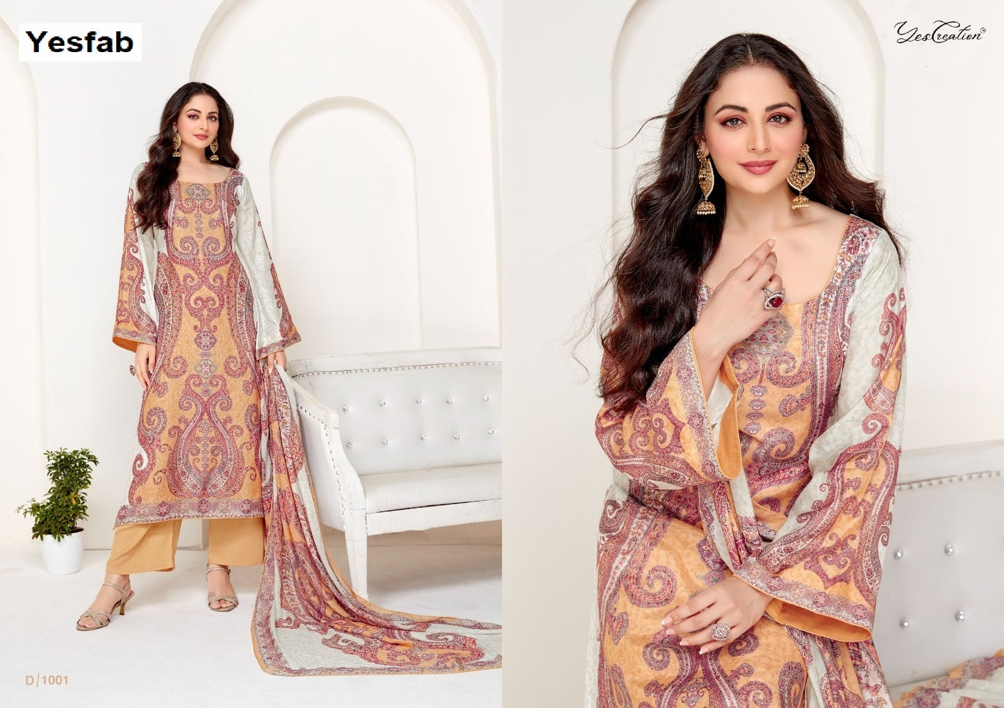 Sahjvi Yesfab Slub Plazzo Style Suits Wholesaler Ahmedabad