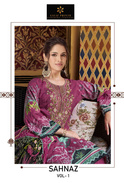 Sahnaz Vol 1 Aaliz Prints Cotton Karachi Salwar Suits Exporter Gujarat