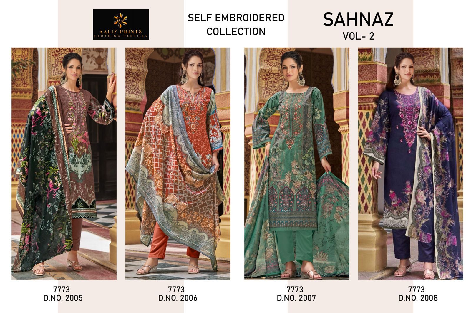 Sahnaz Vol 2 Aaliz Prints Cotton Karachi Salwar Suits Exporter Gujarat