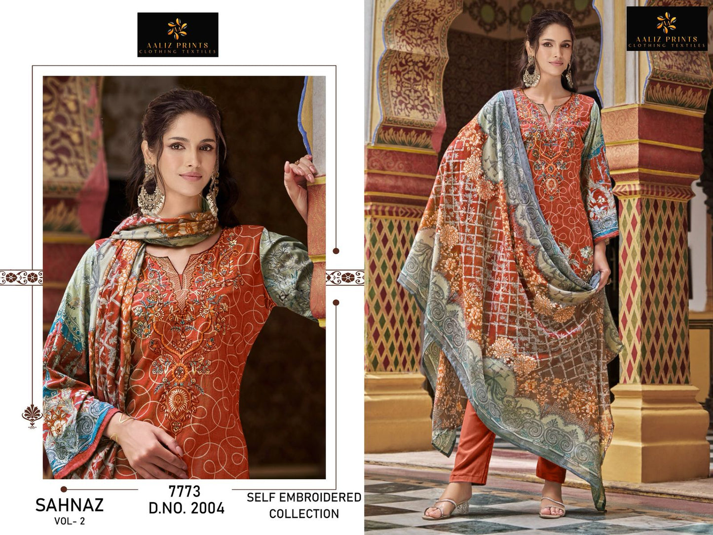 Sahnaz Vol 2 Aaliz Prints Cotton Karachi Salwar Suits Exporter Gujarat