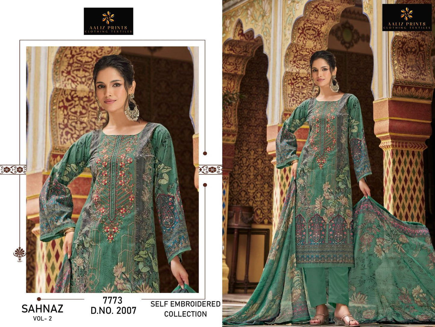 Sahnaz Vol 2 Aaliz Prints Cotton Karachi Salwar Suits Exporter Gujarat