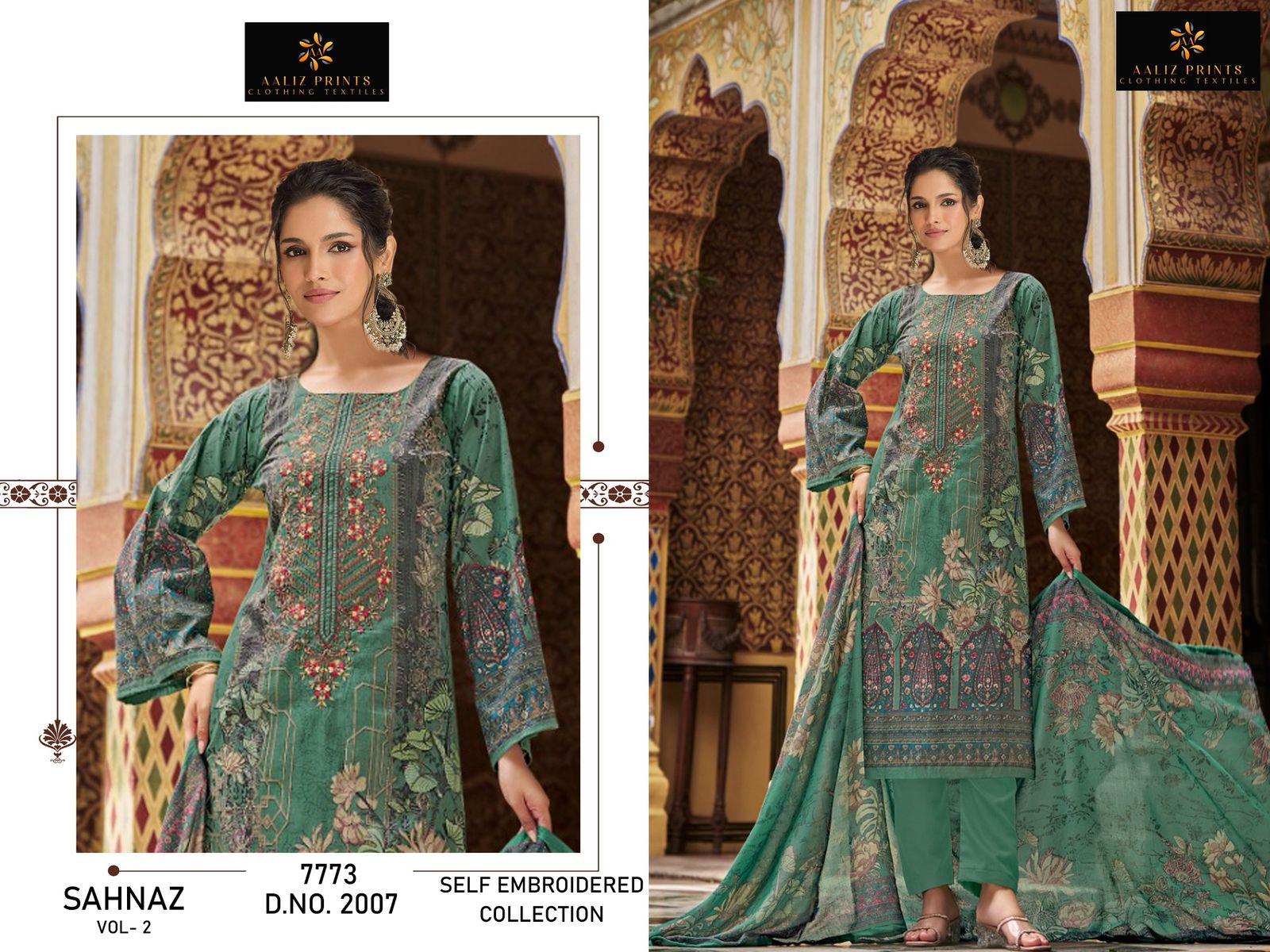 Sahnaz Vol 2 Aaliz Prints Cotton Karachi Salwar Suits Exporter Gujarat