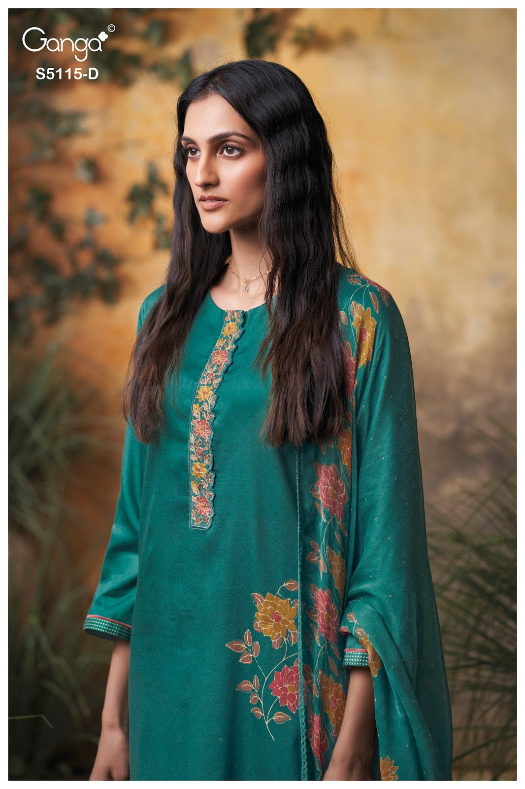 Saiba S5115 Ganga Cotton Satin Pant Style Suits Wholesale Rate