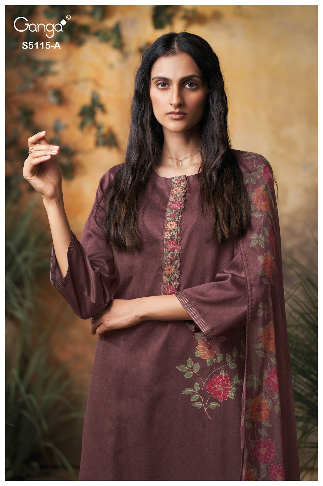 Saiba S5115 Ganga Cotton Satin Pant Style Suits Wholesale Rate