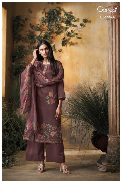 Saiba S5115 Ganga Cotton Satin Pant Style Suits Wholesale Rate