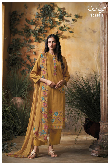 Saiba S5115 Ganga Cotton Satin Pant Style Suits Wholesale Rate