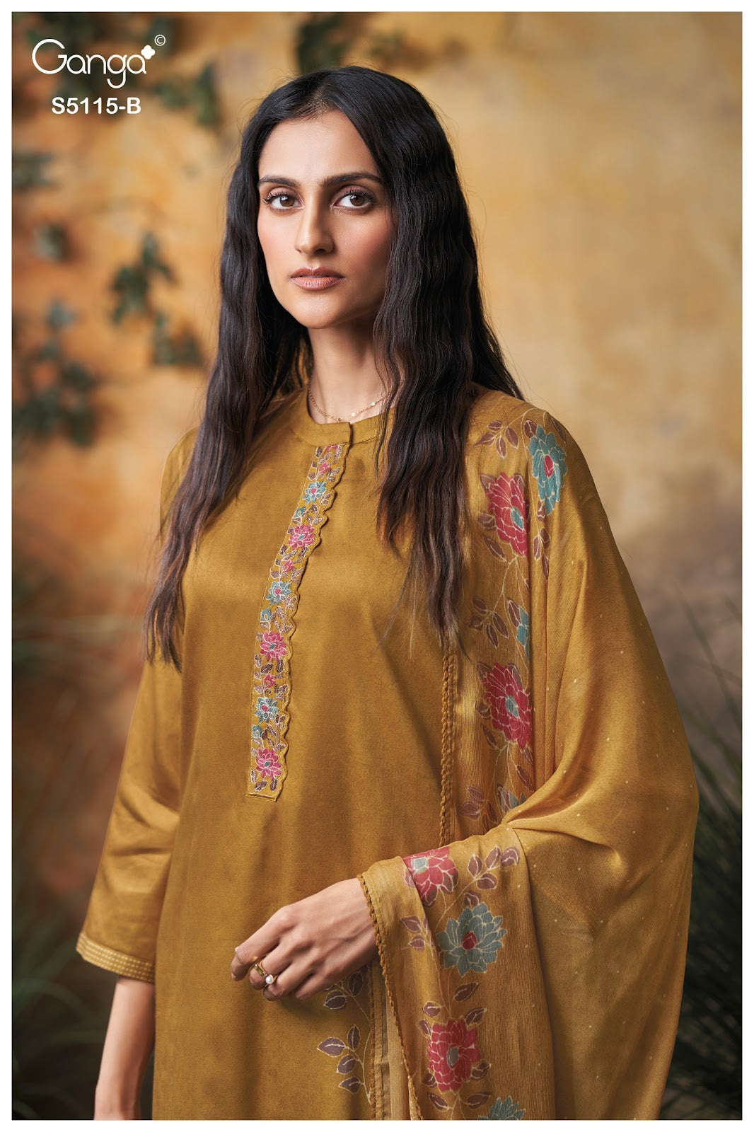 Saiba S5115 Ganga Cotton Satin Pant Style Suits Wholesale Rate
