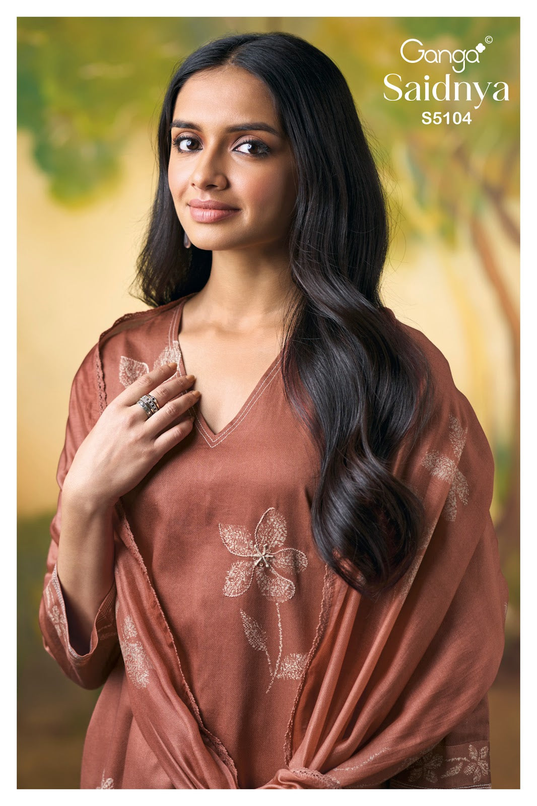 Saidnya S5104 Ganga Cotton Satin Plazzo Style Suits Exporter Gujarat