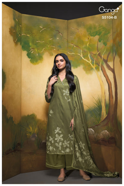 Saidnya S5104 Ganga Cotton Satin Plazzo Style Suits Exporter Gujarat