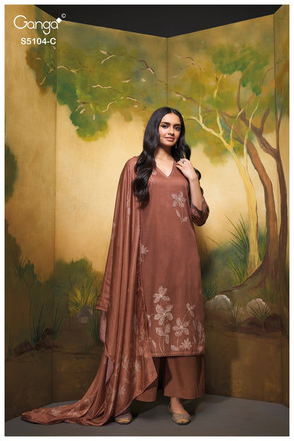 Saidnya S5104 Ganga Cotton Satin Plazzo Style Suits Exporter Gujarat