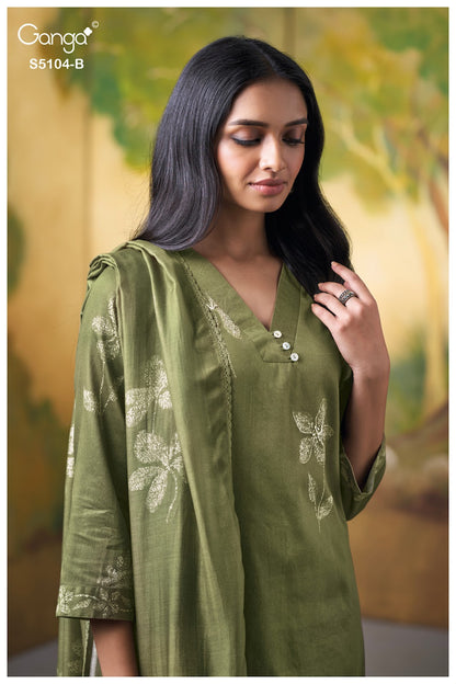 Saidnya S5104 Ganga Cotton Satin Plazzo Style Suits Exporter Gujarat