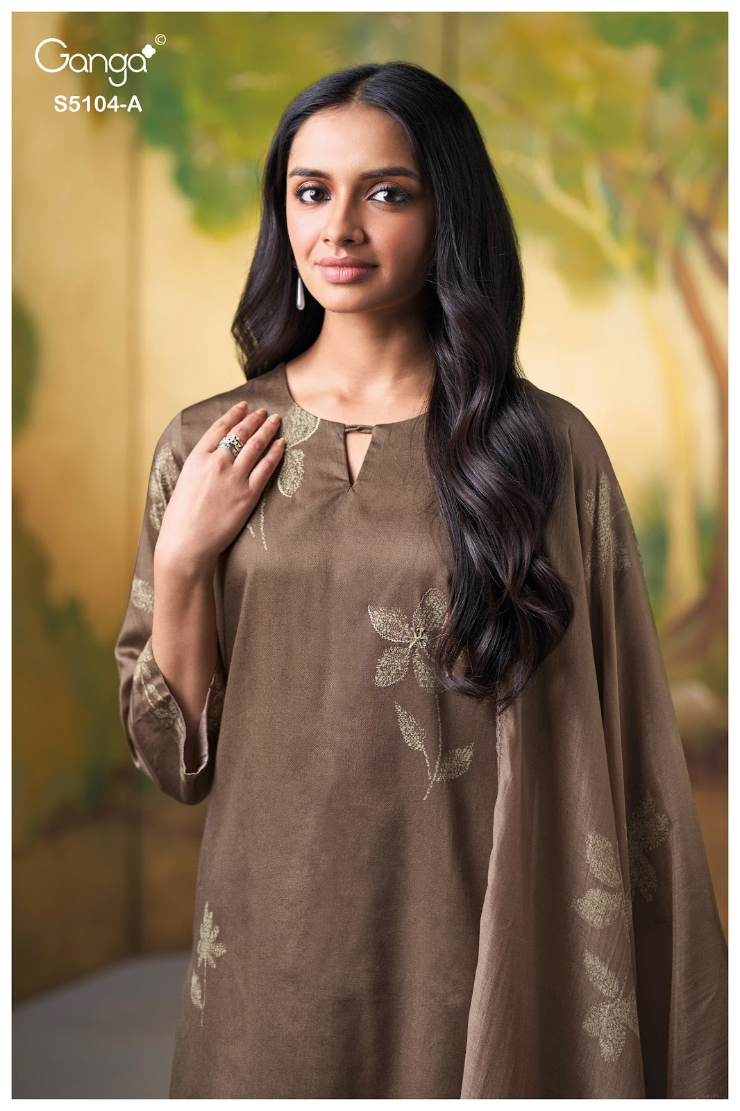 Saidnya S5104 Ganga Cotton Satin Plazzo Style Suits Exporter Gujarat