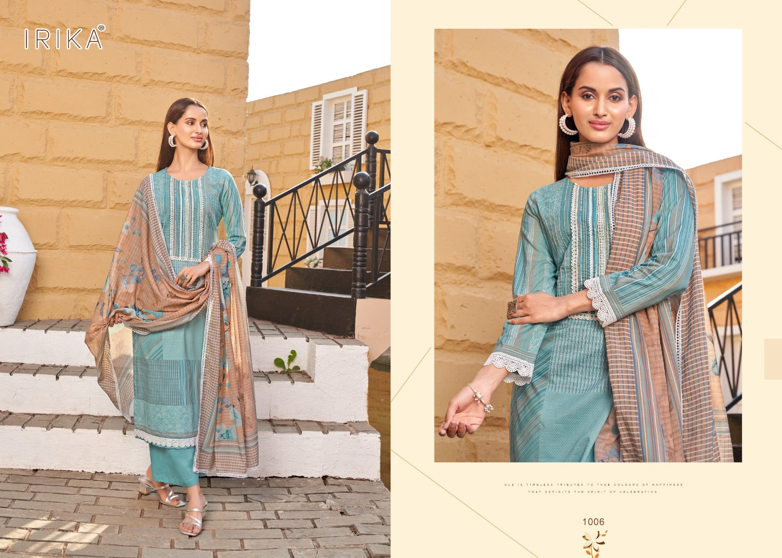 Saija Irika Cotton Cambric Pant Style Suits Supplier India